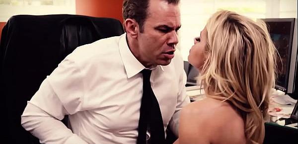  Nasty big tits blonde MILF Jessa Rhodes sucking husbands dick in his office